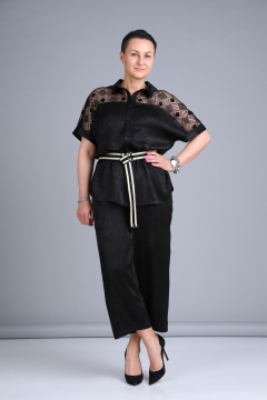 Костюм из шелка и текстиля с кружевом для особых случаев ZigzagStyle 391 черный - фото 5