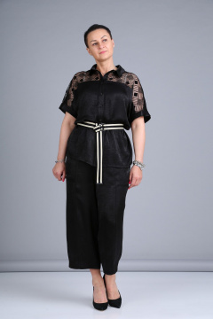 Костюм из шелка и текстиля с кружевом для особых случаев ZigzagStyle 391 черный - фото 3