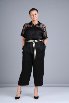 Костюм из шелка и текстиля с кружевом для особых случаев ZigzagStyle 391 черный - фото 2