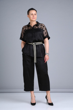 Костюм из шелка и текстиля с кружевом для особых случаев ZigzagStyle 391 черный - фото 1