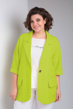 Брюки, жакет LadisLine 1487 салатовый+белый - фото 3