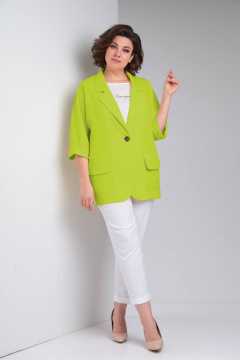 Брюки, жакет LadisLine 1487 салатовый+белый - фото 2