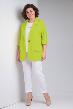 Брюки, жакет LadisLine 1487 салатовый+белый - фото 1
