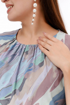 Платье из стрейч-шифона с рельефами и поясом La rouge 5452 разводы-набивной - фото 5