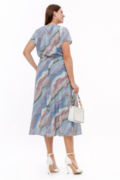 Платье из стрейч-шифона с рельефами и поясом La rouge 5452 разводы-набивной - фото 4