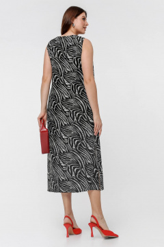 Плащ трапеция с разрезами и V-образным вырезом La rouge 5444 черный-(зебра) - фото 3