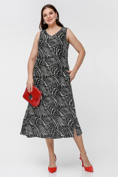 Плащ трапеция с разрезами и V-образным вырезом La rouge 5444 черный-(зебра) - фото 1