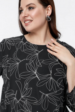 Блуза La rouge 6285 черный-(лилии) - фото 5