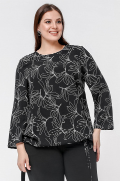 Блуза La rouge 6285 черный-(лилии) - фото 1