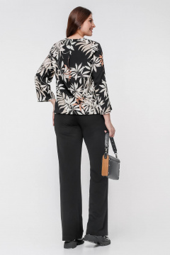 Блуза свободного кроя с нагрудными вытачками и шнурком La rouge 6285 тропики-набивной - фото 4