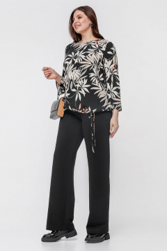 Блуза свободного кроя с нагрудными вытачками и шнурком La rouge 6285 тропики-набивной - фото 3