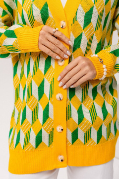 Кардиган с принтом из трикотажа в ярком стиле Romgil 826ПТЗ солнечно-желтый,ярко-зеленый,белый - фото 4