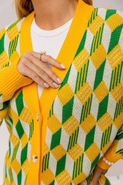 Кардиган с принтом из трикотажа в ярком стиле Romgil 826ПТЗ солнечно-желтый,ярко-зеленый,белый - фото 3