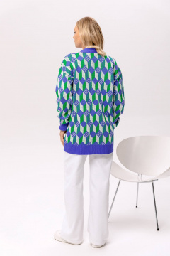 Кардиган в мультиколоре из трикотажа для стильных образов Romgil 826ПТЗ фиолетовый,изумрудно-зеленый,белый - фото 2