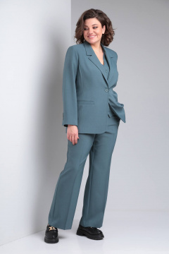 Деловой женский костюм 3 предмета из текстиля Vilena 947 полынь - фото 3