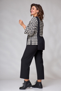 Блуза и брюки в классическом стиле из текстиля с карманами Le Collect 359 черный_ белый - фото 5