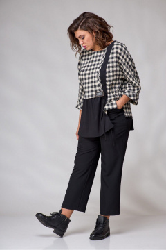 Блуза и брюки в классическом стиле из текстиля с карманами Le Collect 359 черный_ белый - фото 2