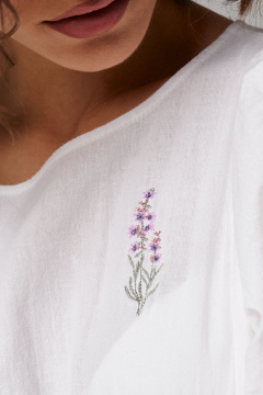 Платье до колен с вышивкой и сборкой из хлопка Панда 173784w белый - фото 4