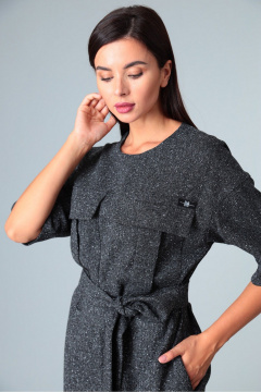 Платье до колена с накладными карманами и съемным поясом Le Collect 238-1 серый - фото 5