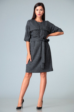 Платье до колена с накладными карманами и съемным поясом Le Collect 238-1 серый - фото 3