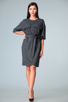Платье до колена с накладными карманами и съемным поясом Le Collect 238-1 серый - фото 2