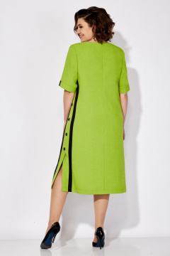Платье расширенного силуэта из льняного текстиля с контрастными вставками Tellura-L 1725 салатовый - фото 5