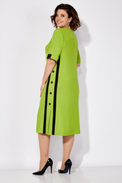 Платье расширенного силуэта из льняного текстиля с контрастными вставками Tellura-L 1725 салатовый - фото 4