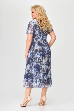 Костюм из платье и жакета из шифона и костюмной ткани Slaviaelit 166 синий+молочный - фото 4