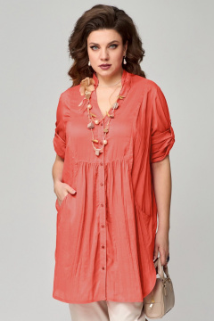 Туника хлопковая прямого силуэта для повседневных образов Fita 20423 оранж - фото 1
