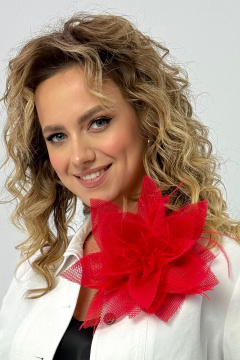 Красная цветочная брошь ручной работы для любого образа Condra 19015 красный - фото 4