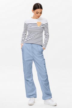 Джинсовые брюки карго с накладными карманами и эластичной тесьмой Butеr 2778 голубой - фото 4