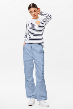 Джинсовые брюки карго с накладными карманами и эластичной тесьмой Butеr 2778 голубой - фото 2