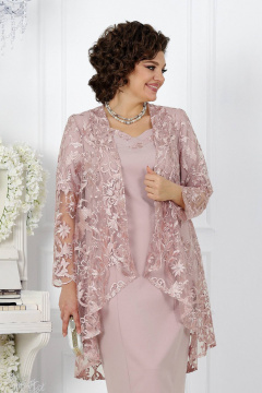 Нарядный кружевной комплек с платьем и кардиганом Ninele 5907 пудра - фото 2
