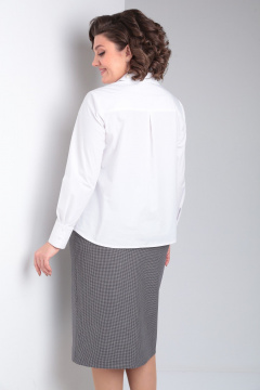 Белая деловая блузка с нагрудными вытачками и воротником Takka Plus 23-201 - фото 5