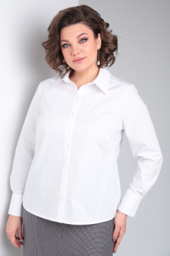Белая деловая блузка с нагрудными вытачками и воротником Takka Plus 23-201 - фото 3