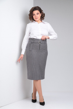 Серая зауженная юбка из костюмной ткани на подкладке Takka Plus 23-216 - фото 2