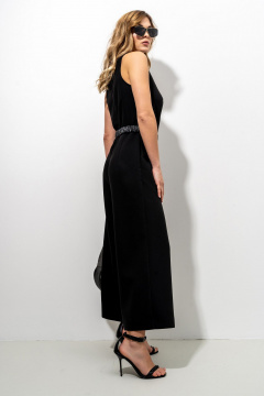 Черный приталенный комбинезон из текстиля с карманами SILVERSPICE S-5418 - фото 3