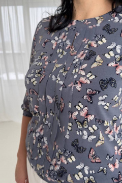 Блуза свободного кроя из вискозы и льна для демисезона LindaLux 217 бабочки - фото 5