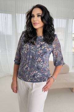Блуза свободного кроя из вискозы и льна для демисезона LindaLux 217 бабочки - фото 1