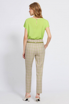 Демисезонные бежевые брюки со стрелками и тканевым поясом Bazalini 4812 - фото 3