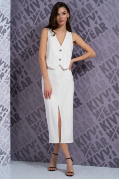 Юбка из текстиля с высокой талией и разрезом переди Kivviwear 4166.03 - фото 5