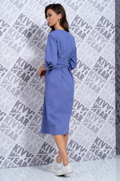 Платье из джинсового текстиля с V-вырезом и разрезом Kivviwear 4164.03 - фото 5