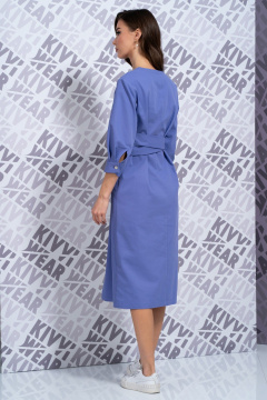 Платье из джинсового текстиля с V-вырезом и разрезом Kivviwear 4164.03 - фото 4