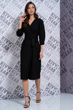 Платье из джинсового текстиля с разрезом и поясом Kivviwear 4164.01 - фото 5