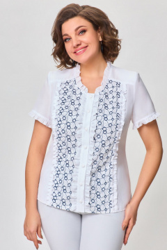 Блуза из текстиля на каждый день длиной 61 см DaLi 3658 белая - фото 2