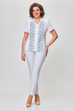 Блуза из текстиля на каждый день длиной 61 см DaLi 3658 белая - фото 1