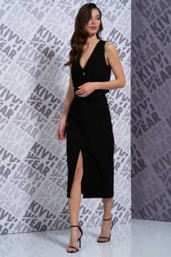 Черный костюм юбка-карандаш и жилет на подкладке Kivviwear 41654166.01 - фото 1