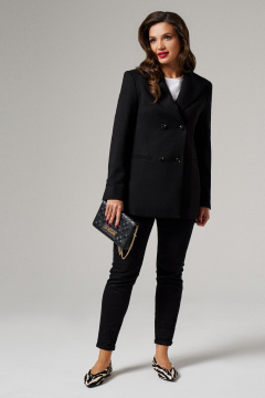 Черный жакет на пуговицах с рельефами и шлицей Панда 154430w черный - фото 1