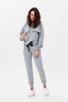 Демисезонный костюм из трикотажа с клапанами и стяжкой HIT 3079 серый_меланж - фото 1