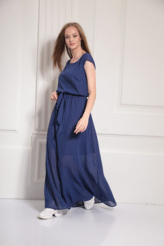 Длинное летнее платье из текстиля с пуговицами AMORI 9476 василек - фото 2